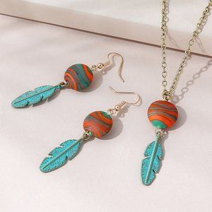 Korean Creative Ethnic Style Wild Exaggerated Necklace Earrings Set